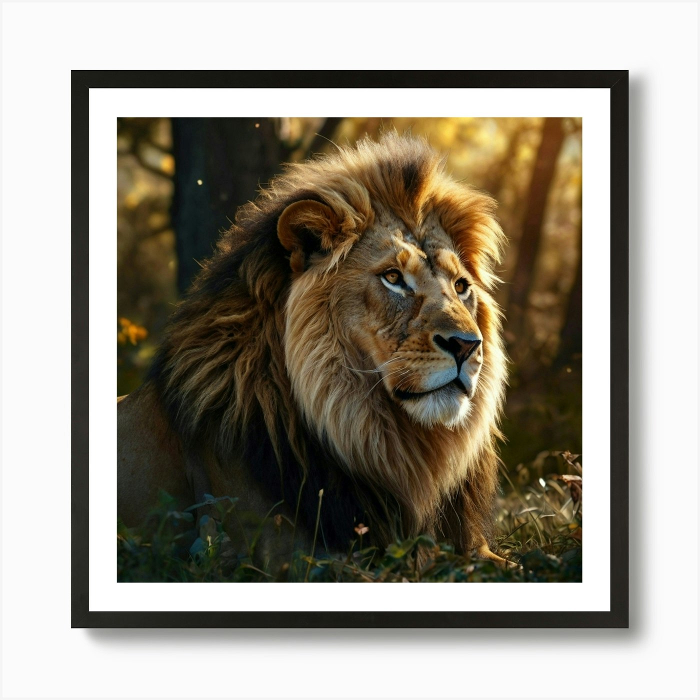 Lion In The Forest 1 Art Print Framed Wall Art Poster Canvas Print Picture