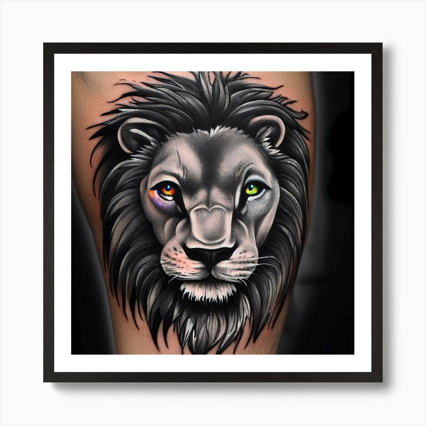 Lion Tattoo Art Print Framed Wall Art Poster Canvas Print Picture