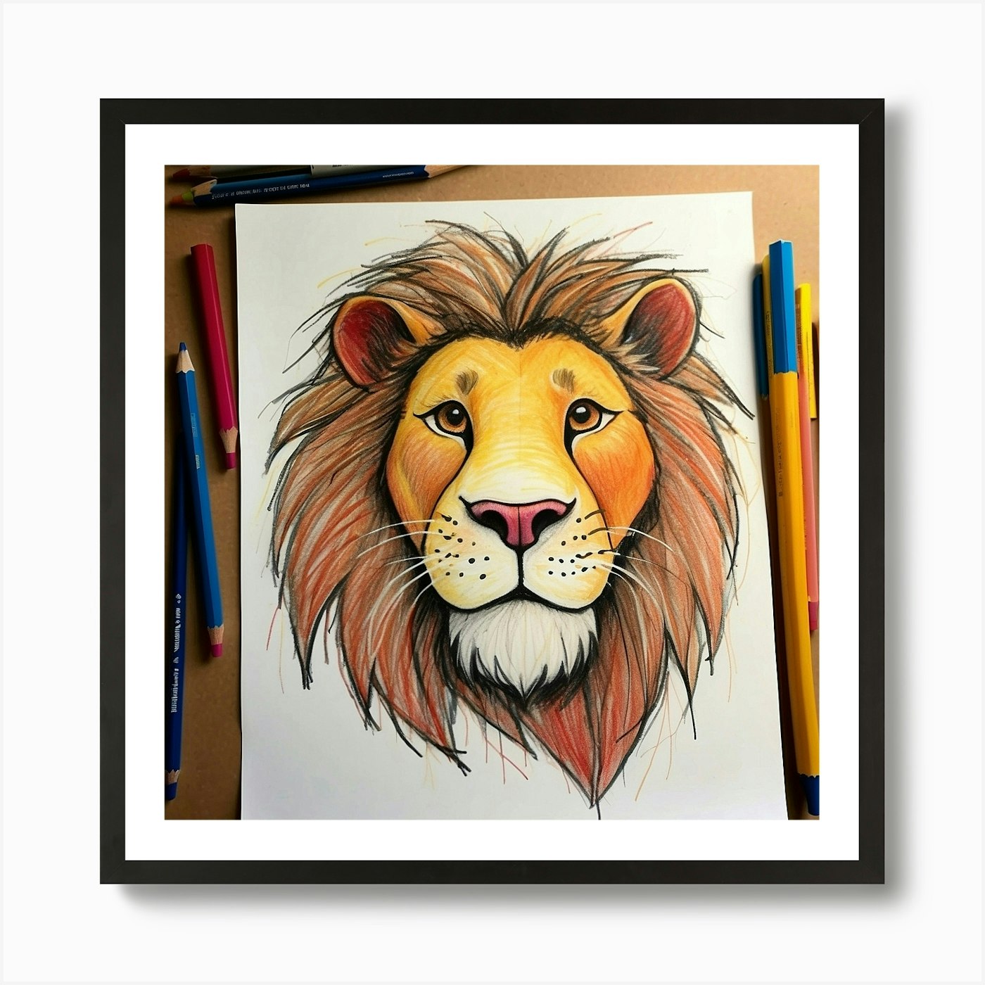 Lion Drawing 11 Art Print Framed Wall Art Poster Canvas Print Picture
