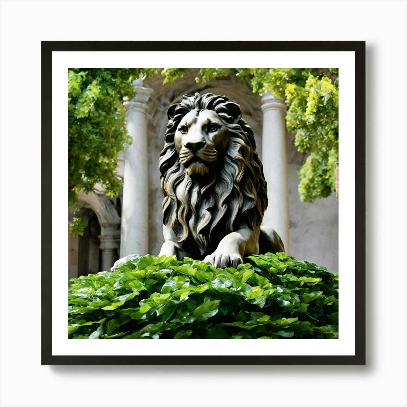 Lion Statue 1 Art Print Framed Wall Art Poster Canvas Print Picture