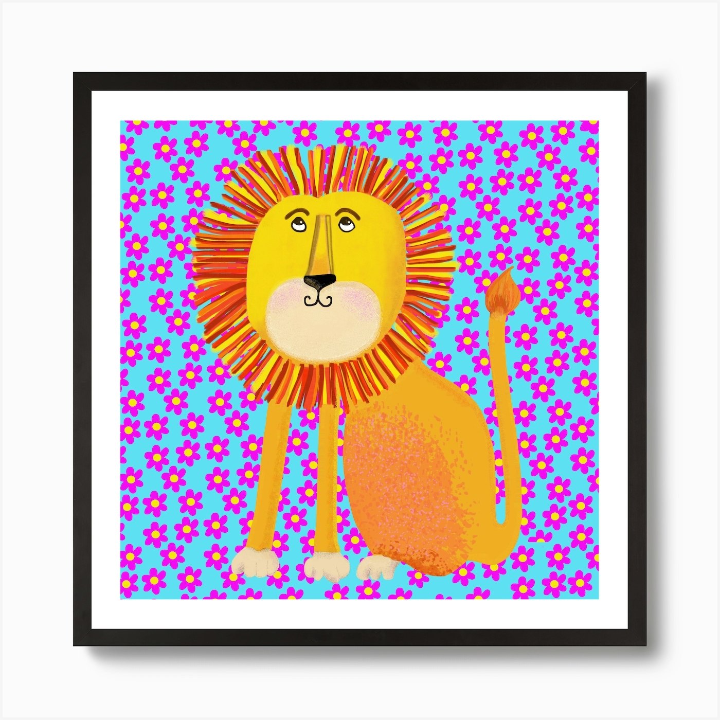 Lion Square Art Print Framed Wall Art Poster Canvas Print Picture