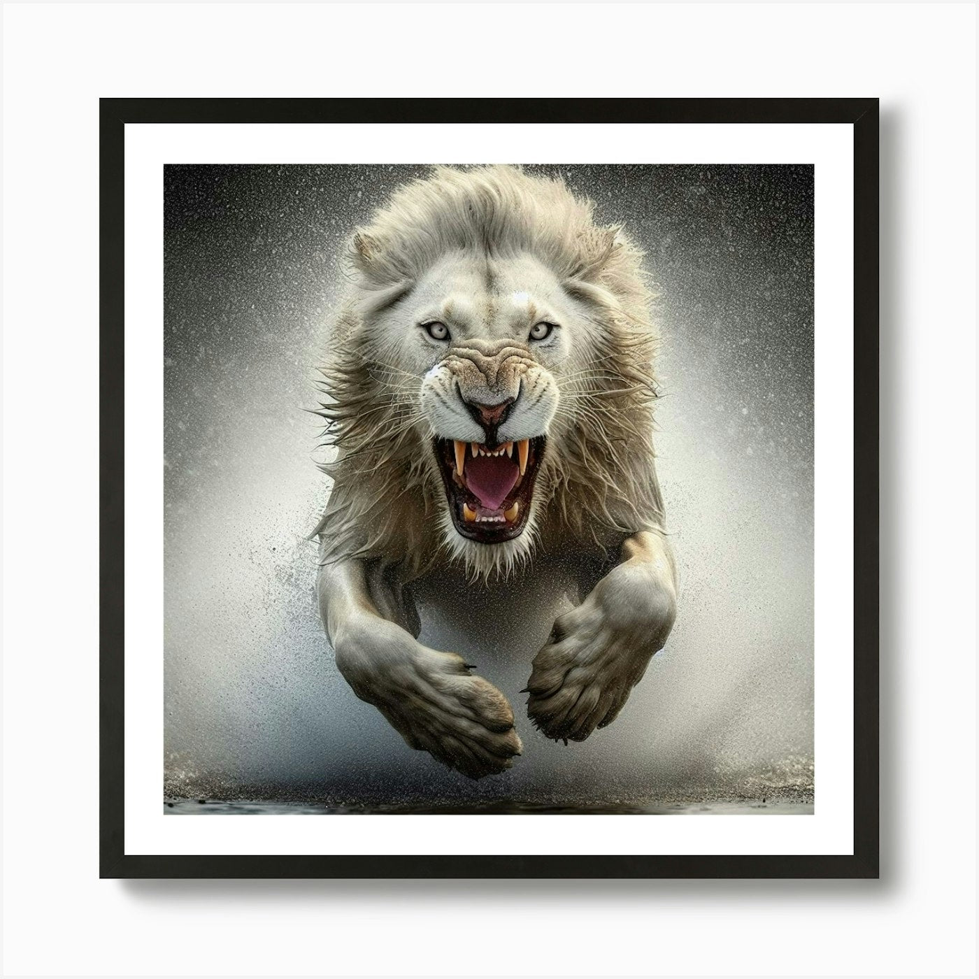 White Lion Art Print Framed Wall Art Poster Canvas Print Picture
