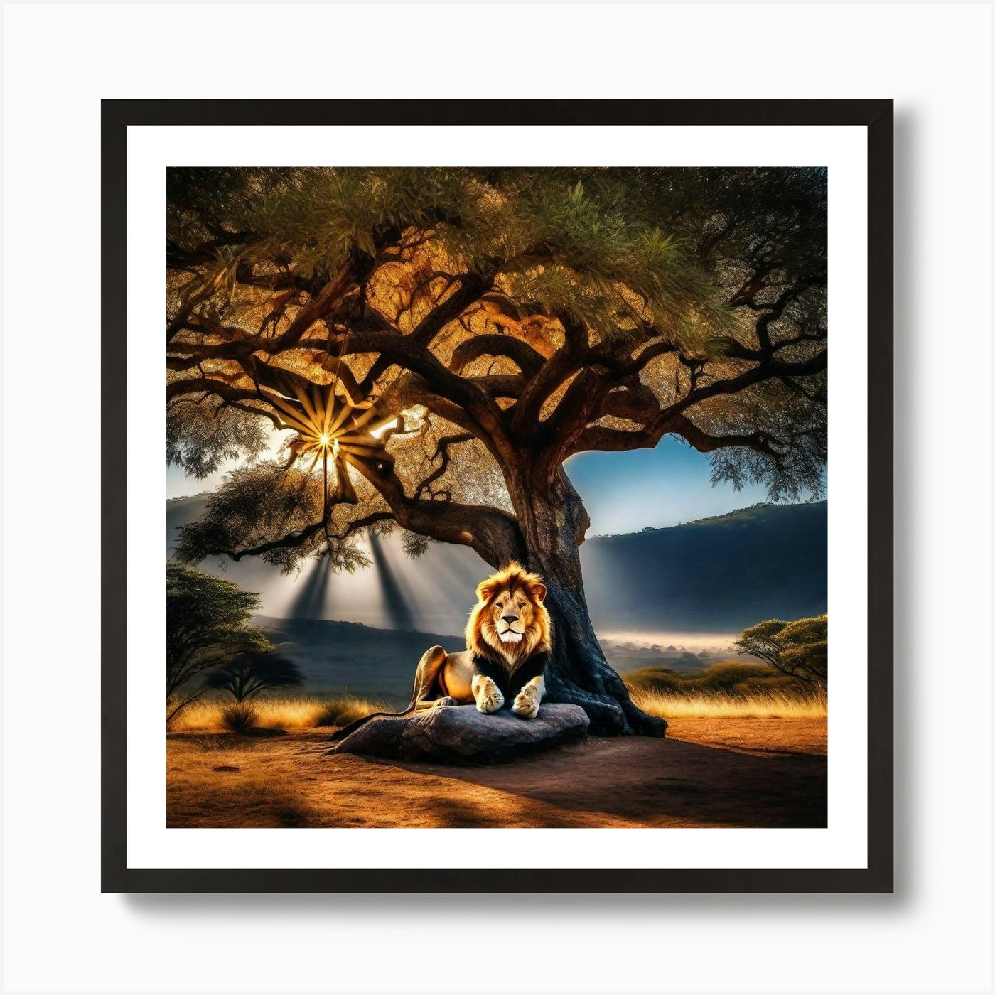 Lion Under The Tree 29 Art Print Framed Wall Art Poster Canvas Print Picture