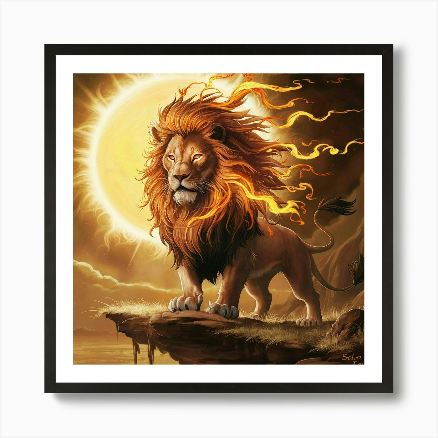 Lion Of Fire 1 Art Print Framed Wall Art Poster Canvas Print Picture
