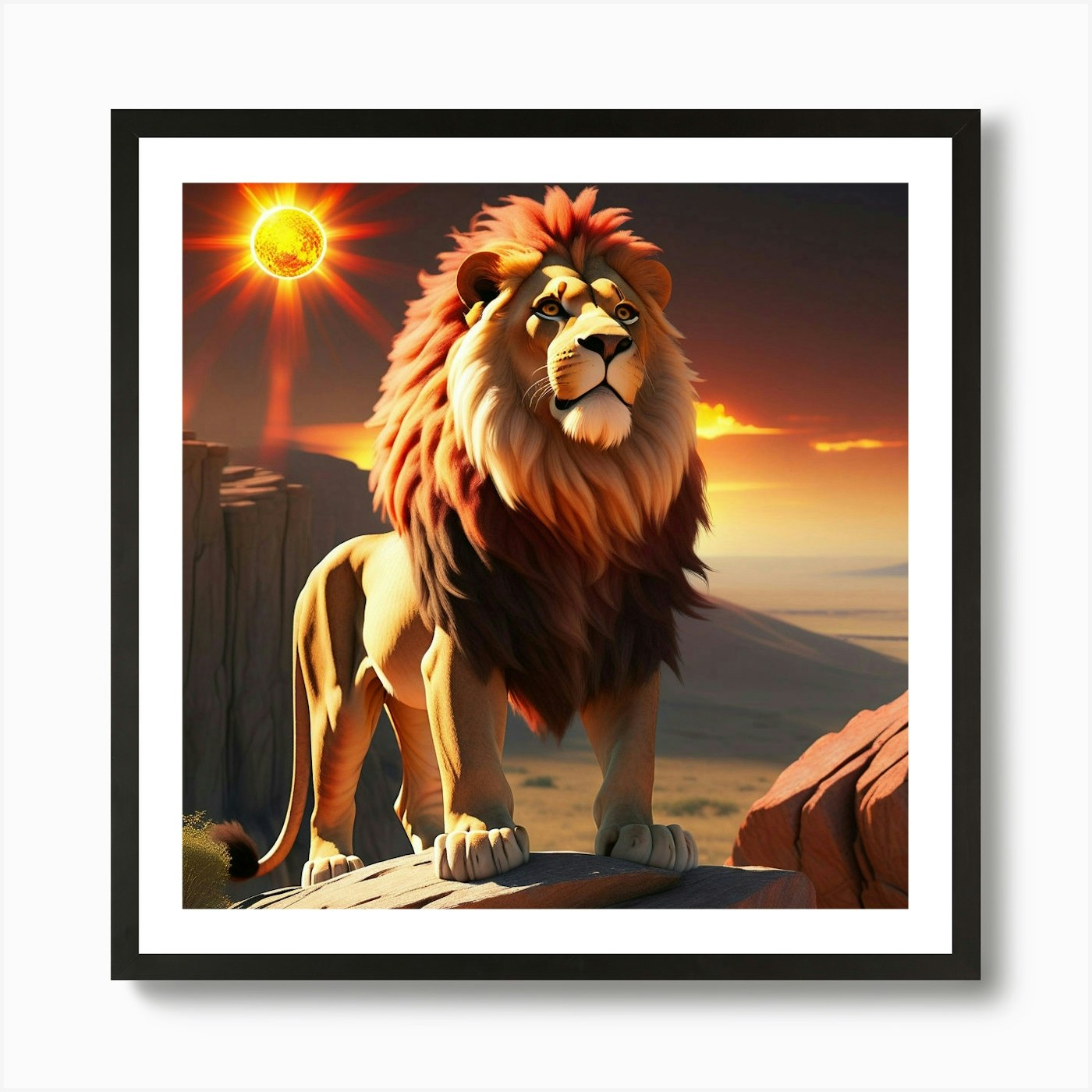 Lion In The Sun 1 Art Print Framed Wall Art Poster Canvas Print Picture