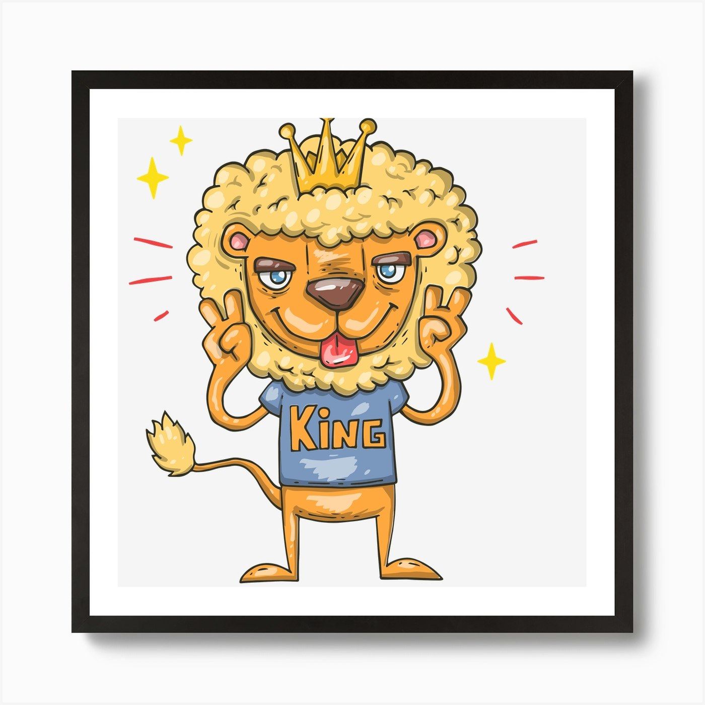 Animation Lion Animals King Cool Ar Framed Wall Art Poster Canvas Print Picture