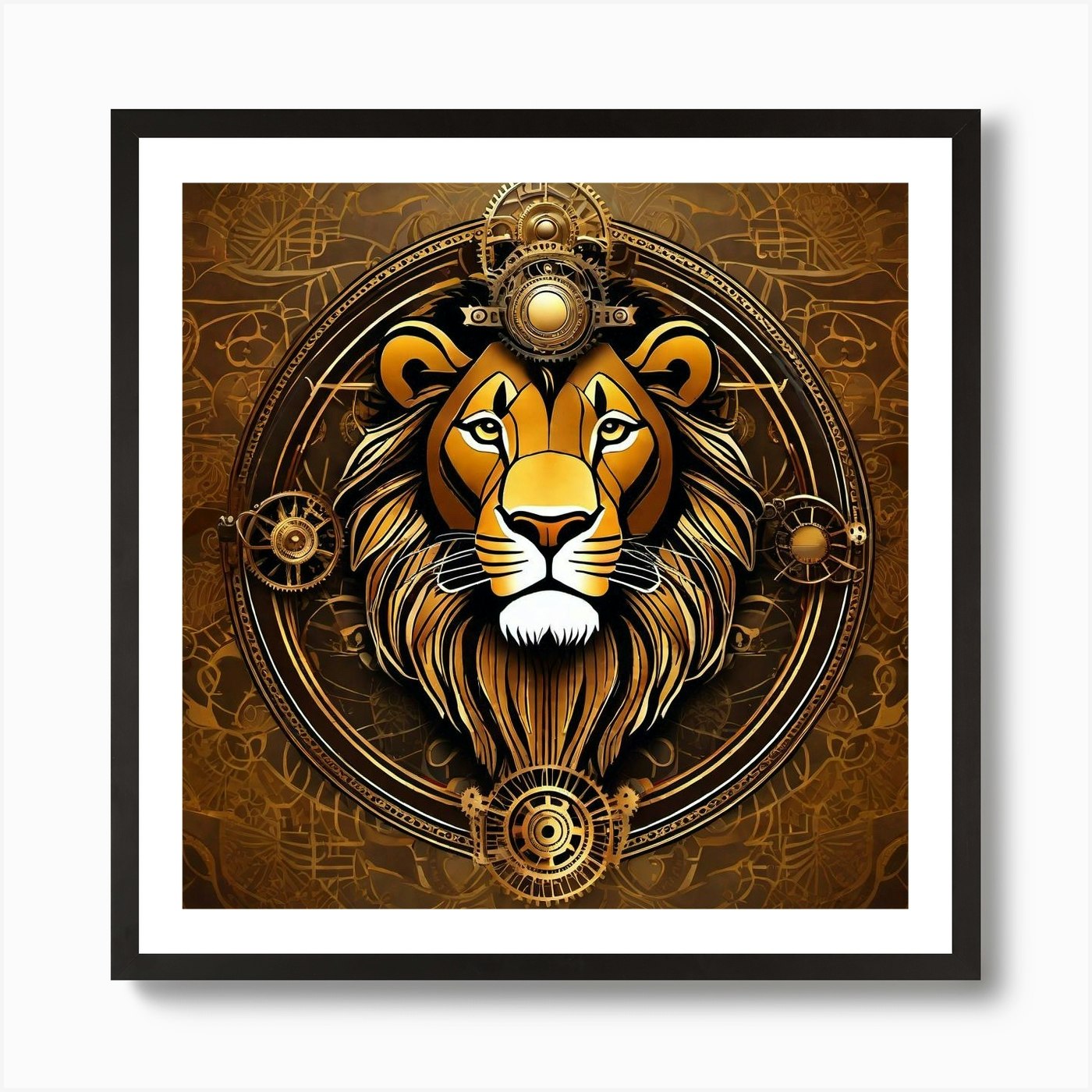 Steampunk Lion 5 Art Print Framed Wall Art Poster Canvas Print Picture