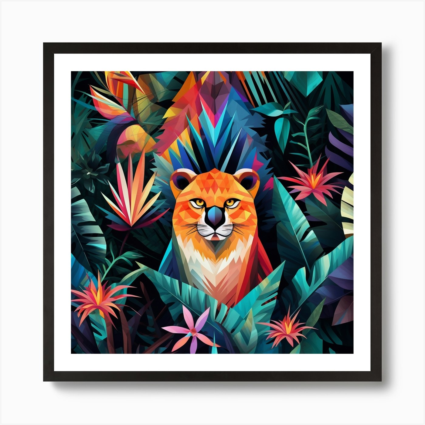 Lion In The Jungle 12 Art Print Framed Wall Art Poster Canvas Print Picture