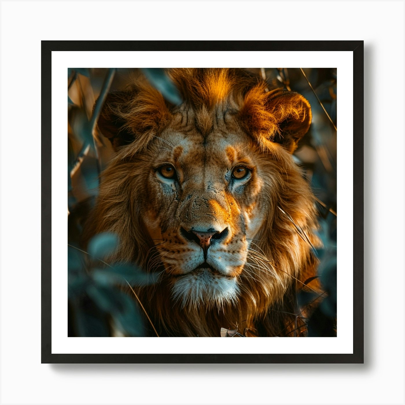 Lion In The Forest Art Print Framed Wall Art Poster Canvas Print Picture