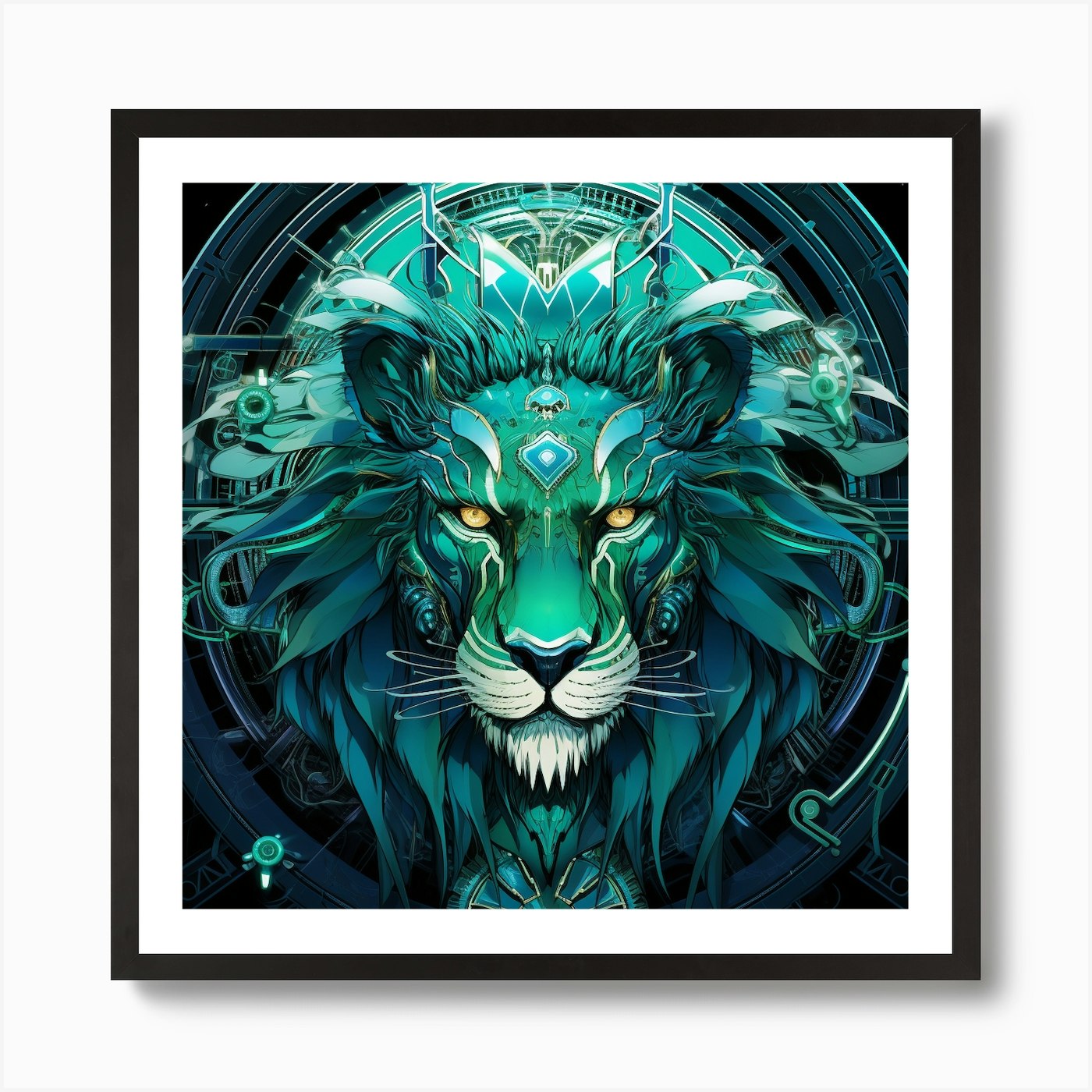 Blue Lion Art Print Framed Wall Art Poster Canvas Print Picture