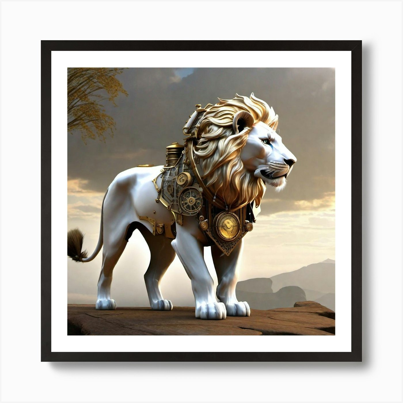 Steampunk Lion 6 Art Print Framed Wall Art Poster Canvas Print Picture