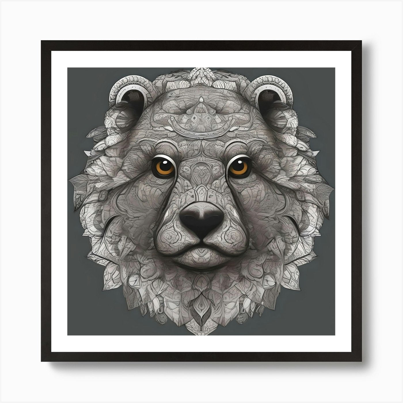 HAND CRAFTED LION MASK Art Print Framed Wall Art Poster Canvas Print Picture