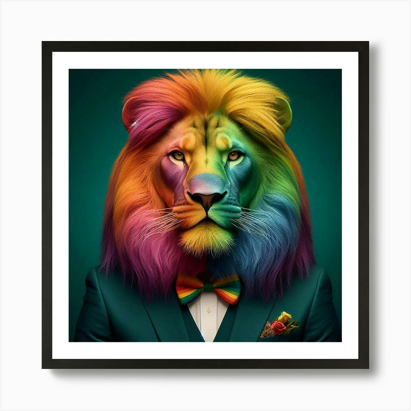 Rainbow Lion Pride Art Print Framed Wall Art Poster Canvas Print Picture