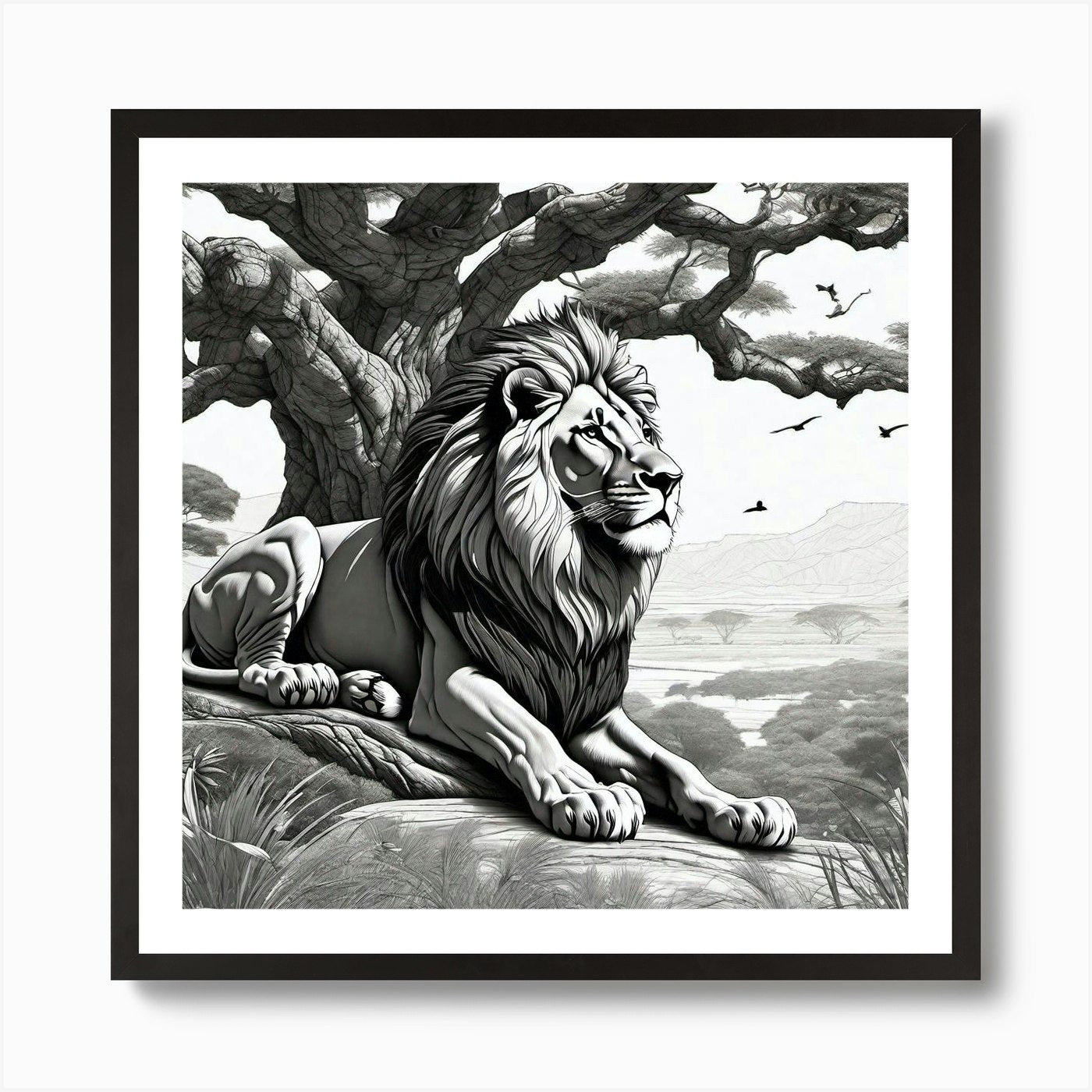 Lion In The Forest 65 Art Print Framed Wall Art Poster Canvas Print Picture