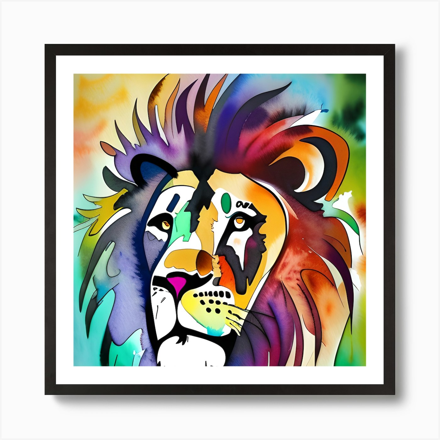 Watercolor Lion Art Print Framed Wall Art Poster Canvas Print Picture