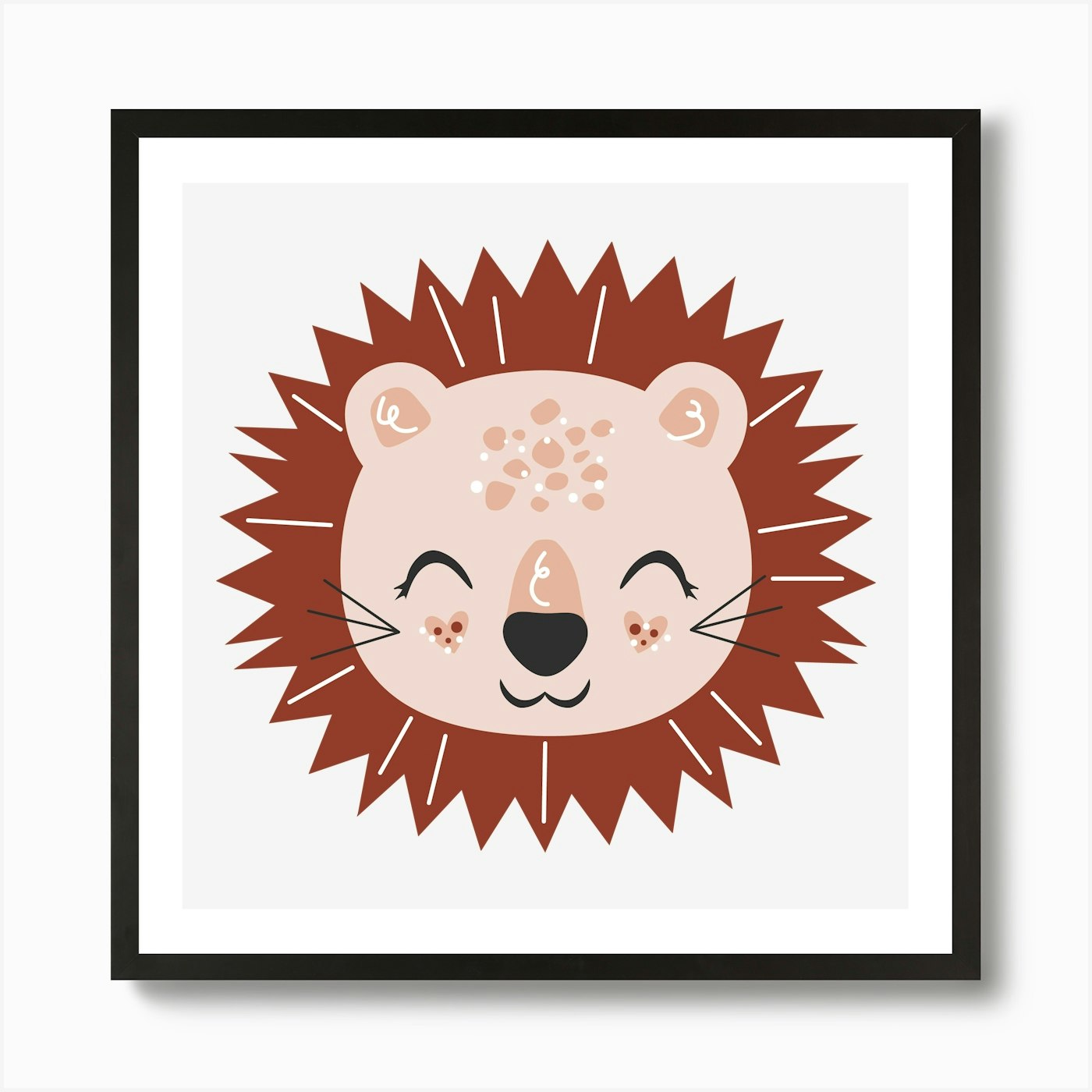 Boho Pink Lion Art Print Framed Wall Art Poster Canvas Print Picture