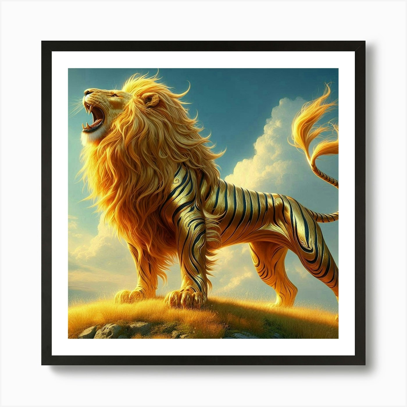 Golden Lion 4 Art Print Framed Wall Art Poster Canvas Print Picture