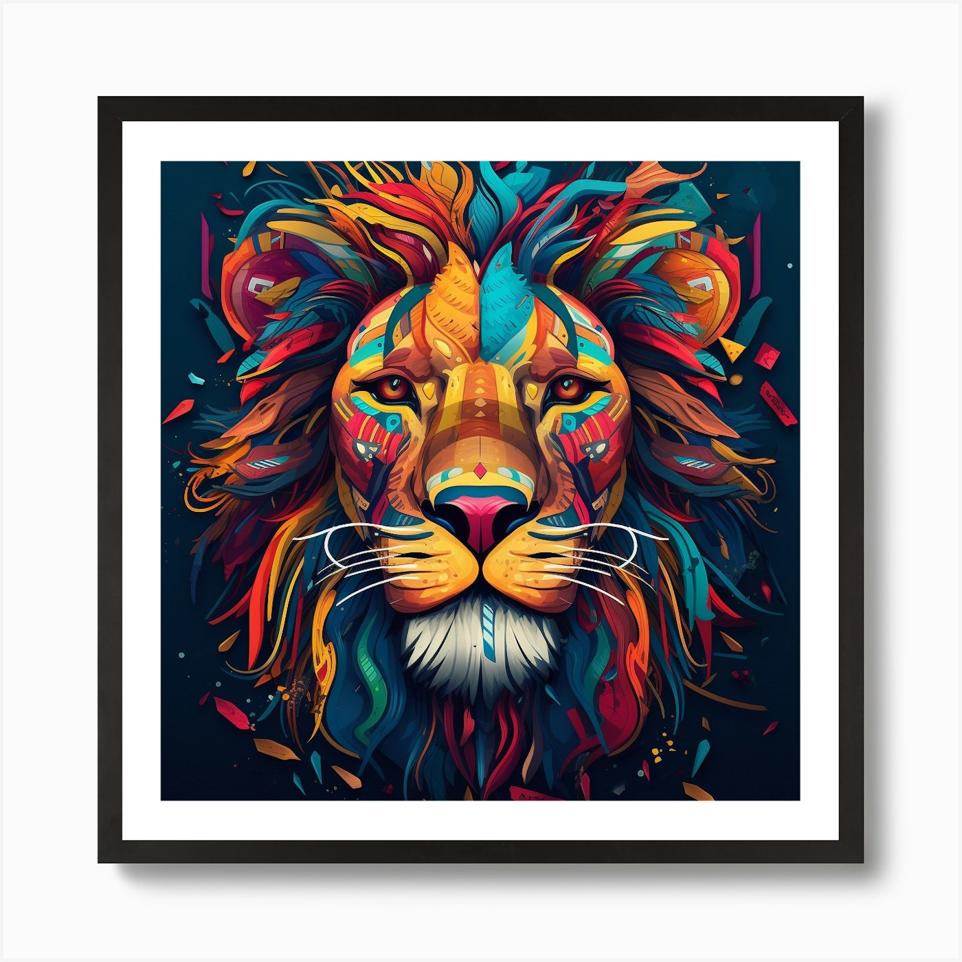 Colorful Lion 2 Art Print Framed Wall Art Poster Canvas Print Picture