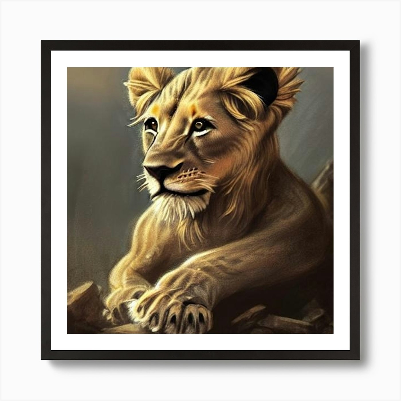 Lion Cub Art Print Framed Wall Art Poster Canvas Print Picture
