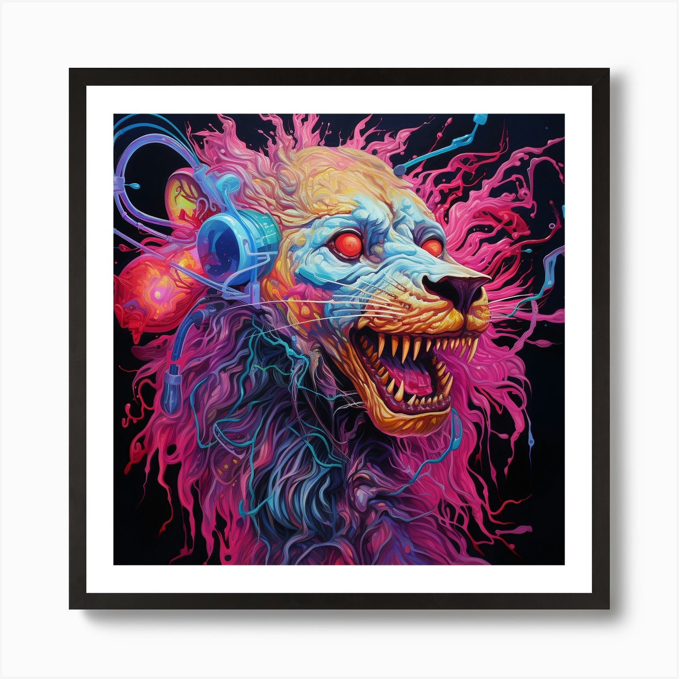 Psychedelic Lion Art Print Framed Wall Art Poster Canvas Print Picture