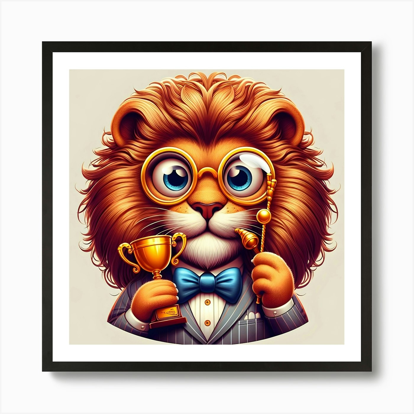 Lion With Glasses 1 Art Print Framed Wall Art Poster Canvas Print Picture