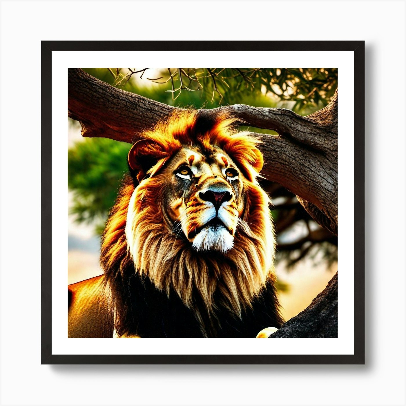 Lion In The Tree 9 Art Print Framed Wall Art Poster Canvas Print Picture
