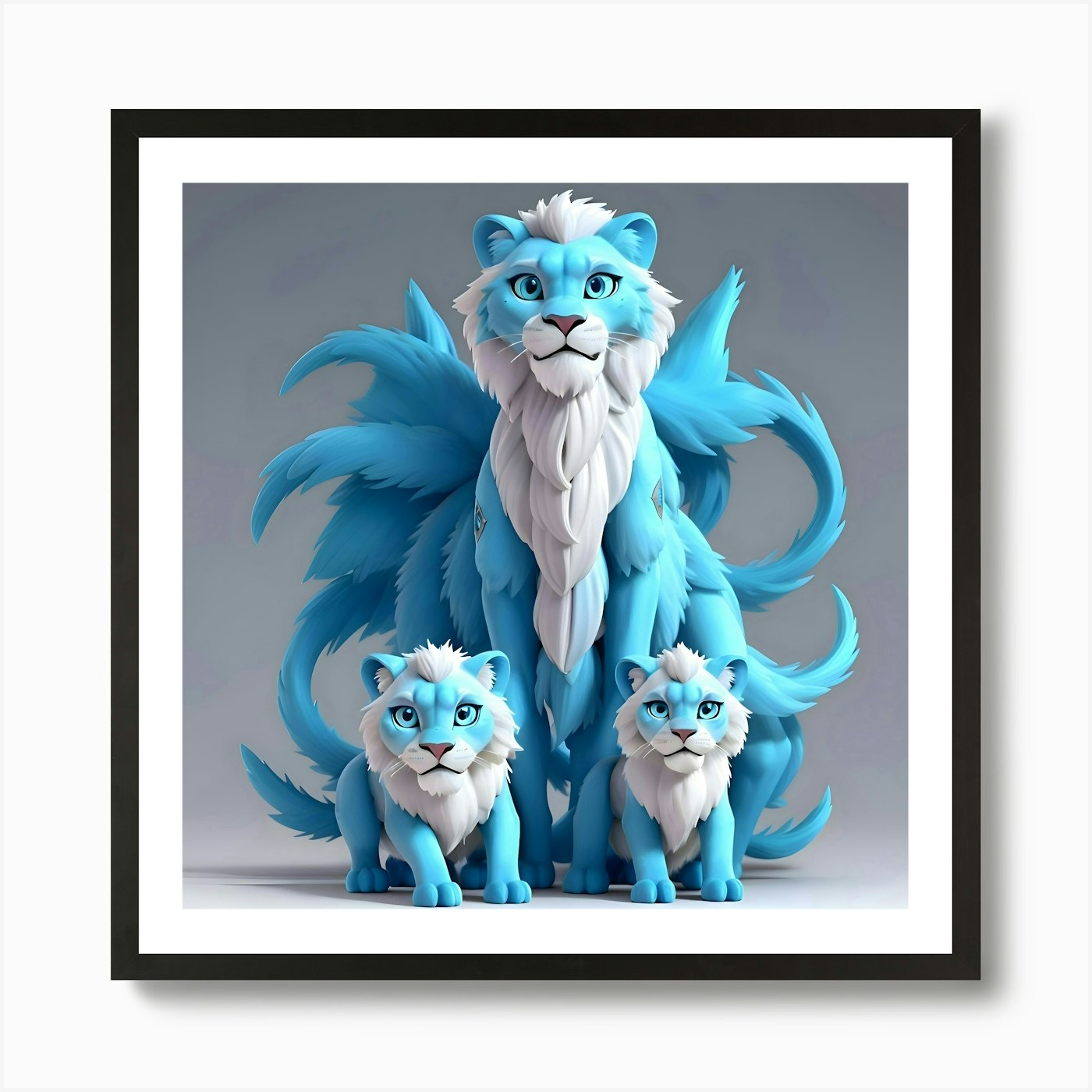 Ice Lions Art Print Framed Wall Art Poster Canvas Print Picture