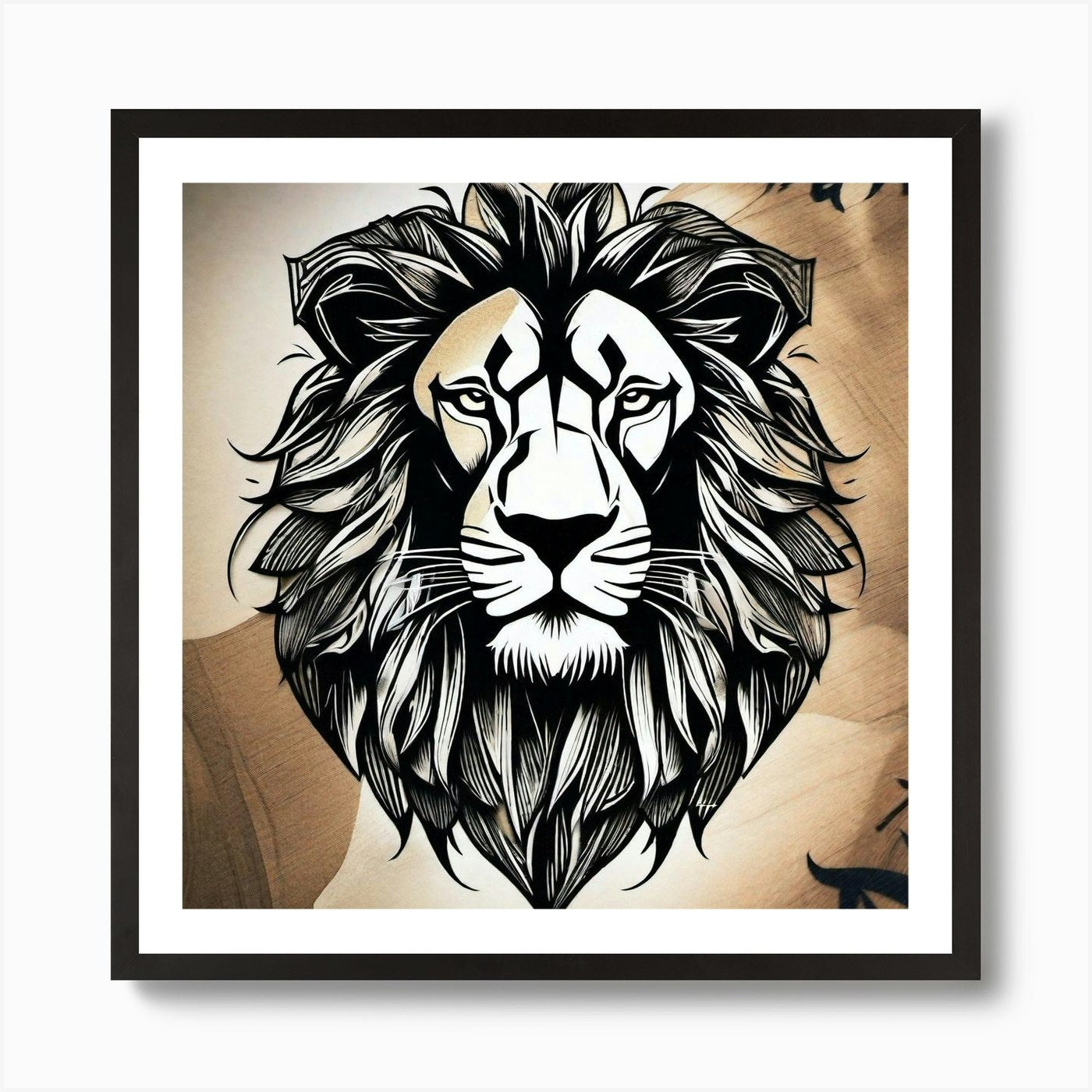 Lion Head Tattoo 1 Art Print Framed Wall Art Poster Canvas Print Picture