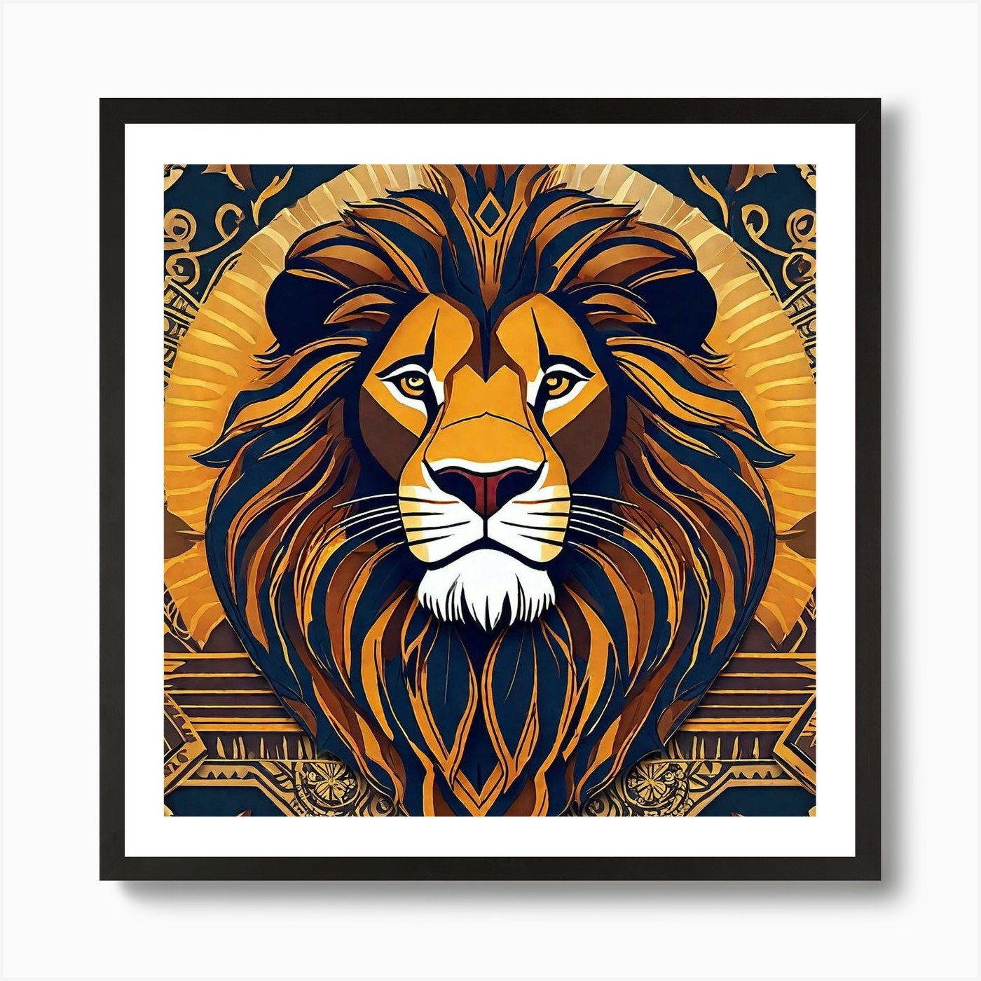 Lion Head 37 Art Print Framed Wall Art Poster Canvas Print Picture