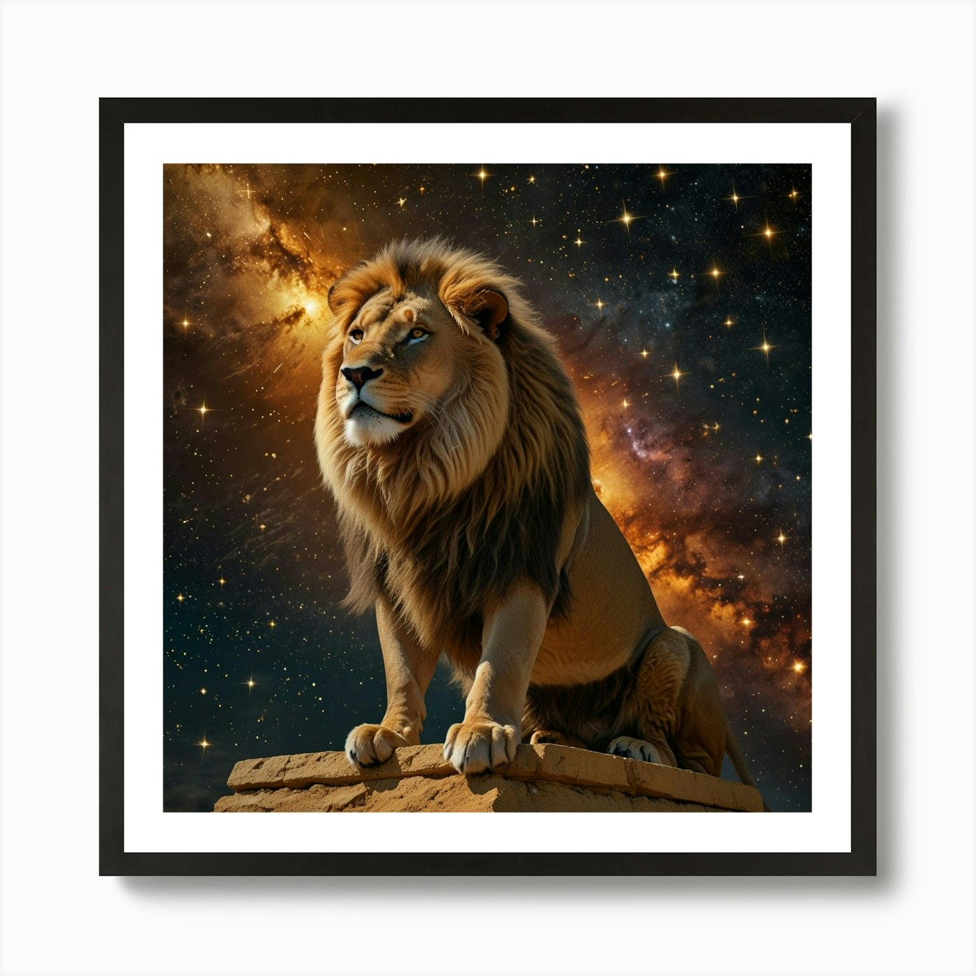 Lion In Space 1 Art Print Framed Wall Art Poster Canvas Print Picture
