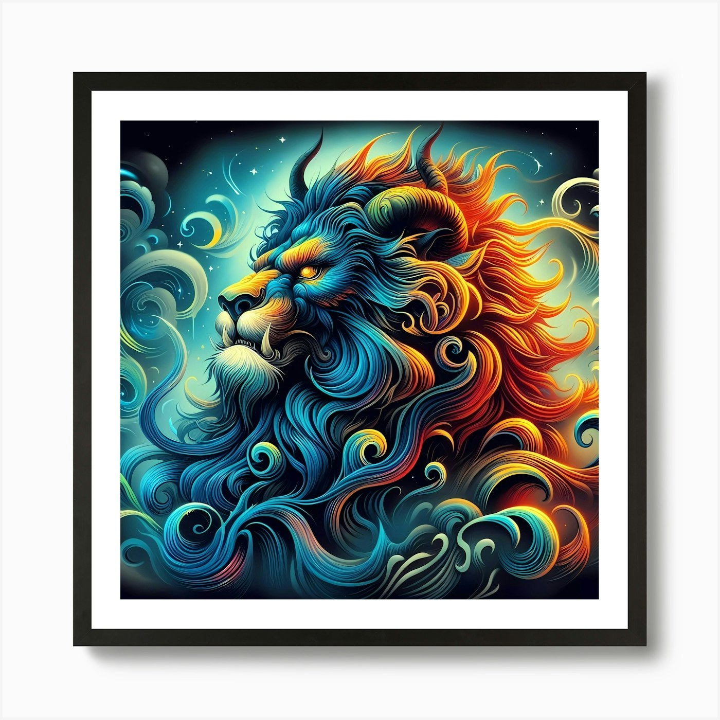 Lion Of The Zodiac Art Print Framed Wall Art Poster Canvas Print Picture
