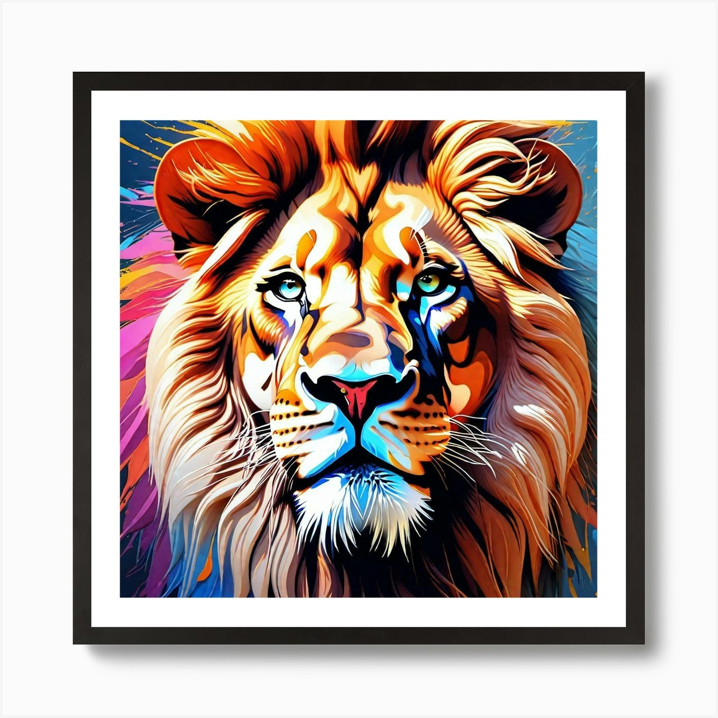 Colorful Lion Painting 7 Art Print Framed Wall Art Poster Canvas Print Picture
