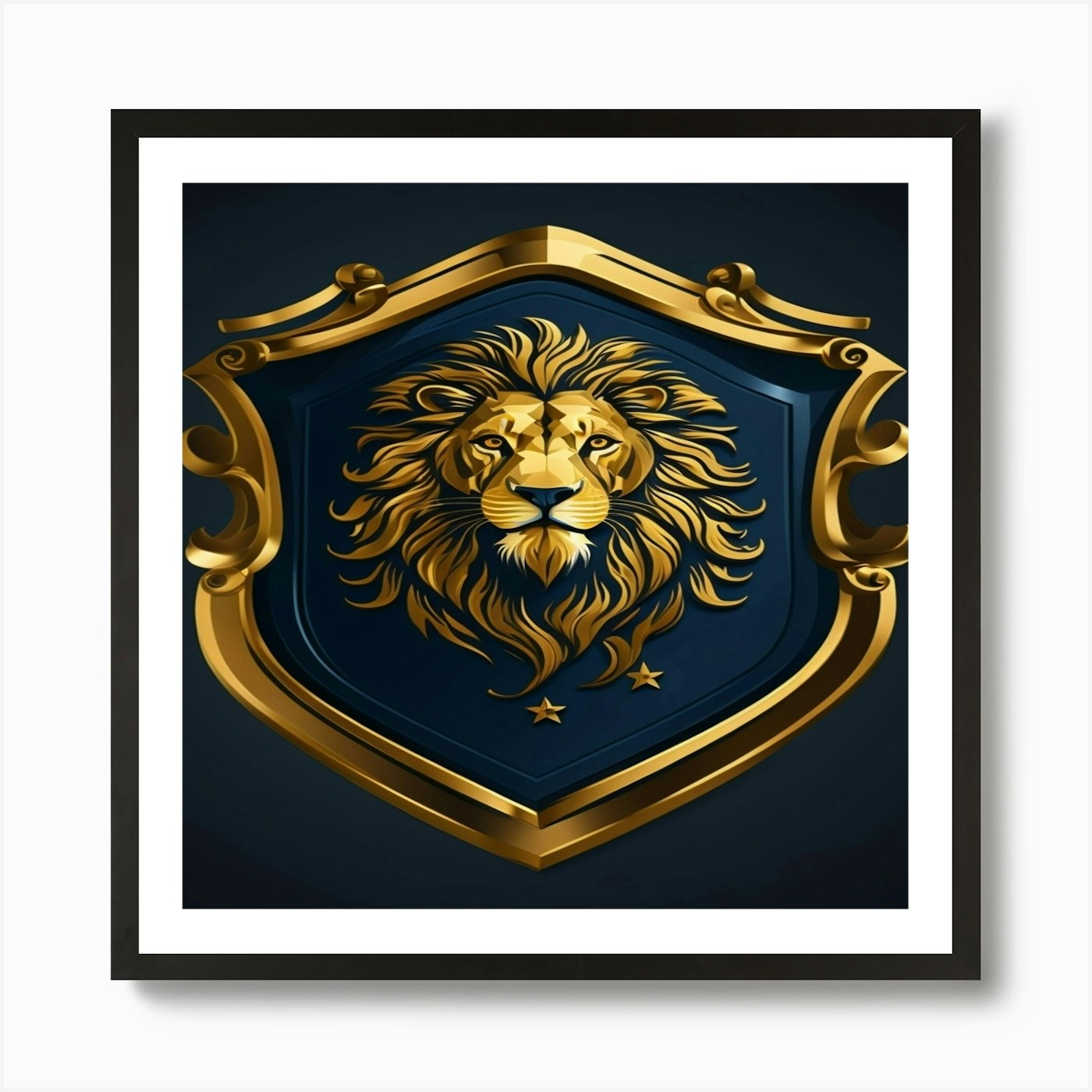 Golden Lion Art Print Framed Wall Art Poster Canvas Print Picture