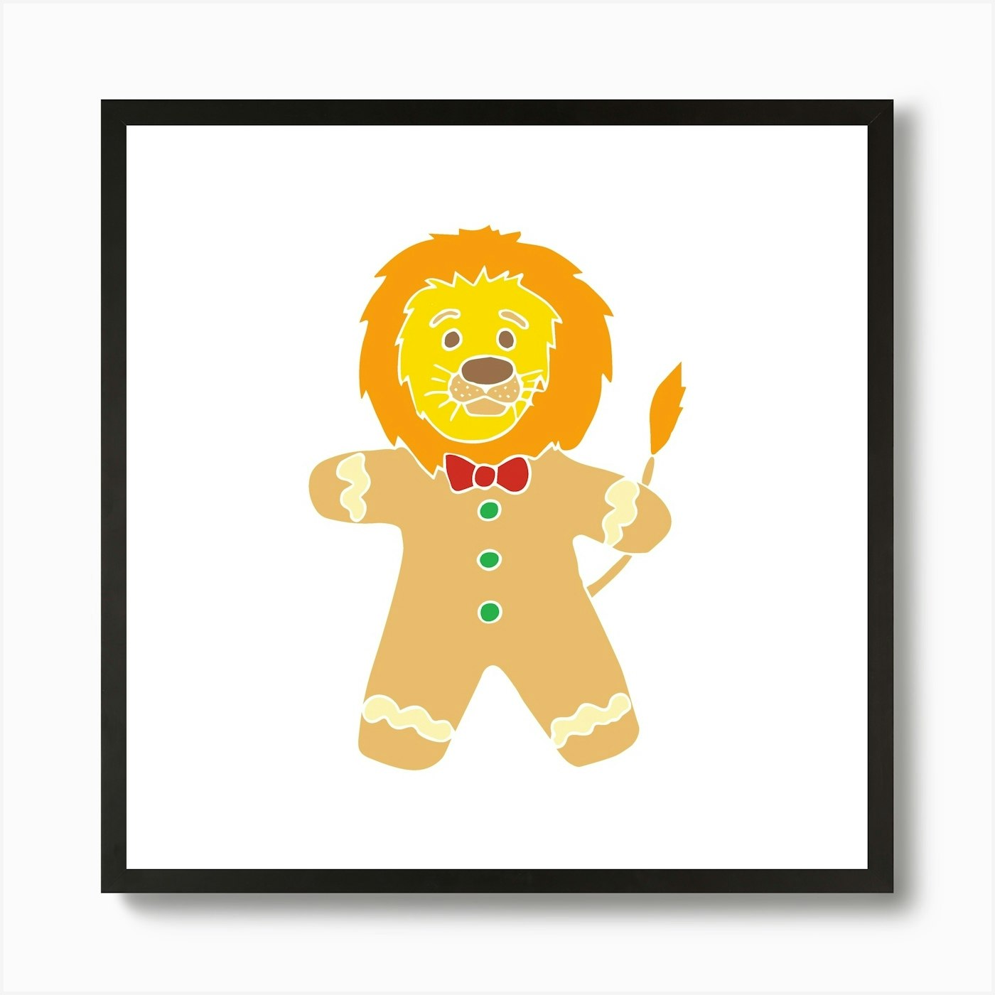 Gingerbread Lion, Fun Circus Animal Framed Wall Art Poster Canvas Print Picture