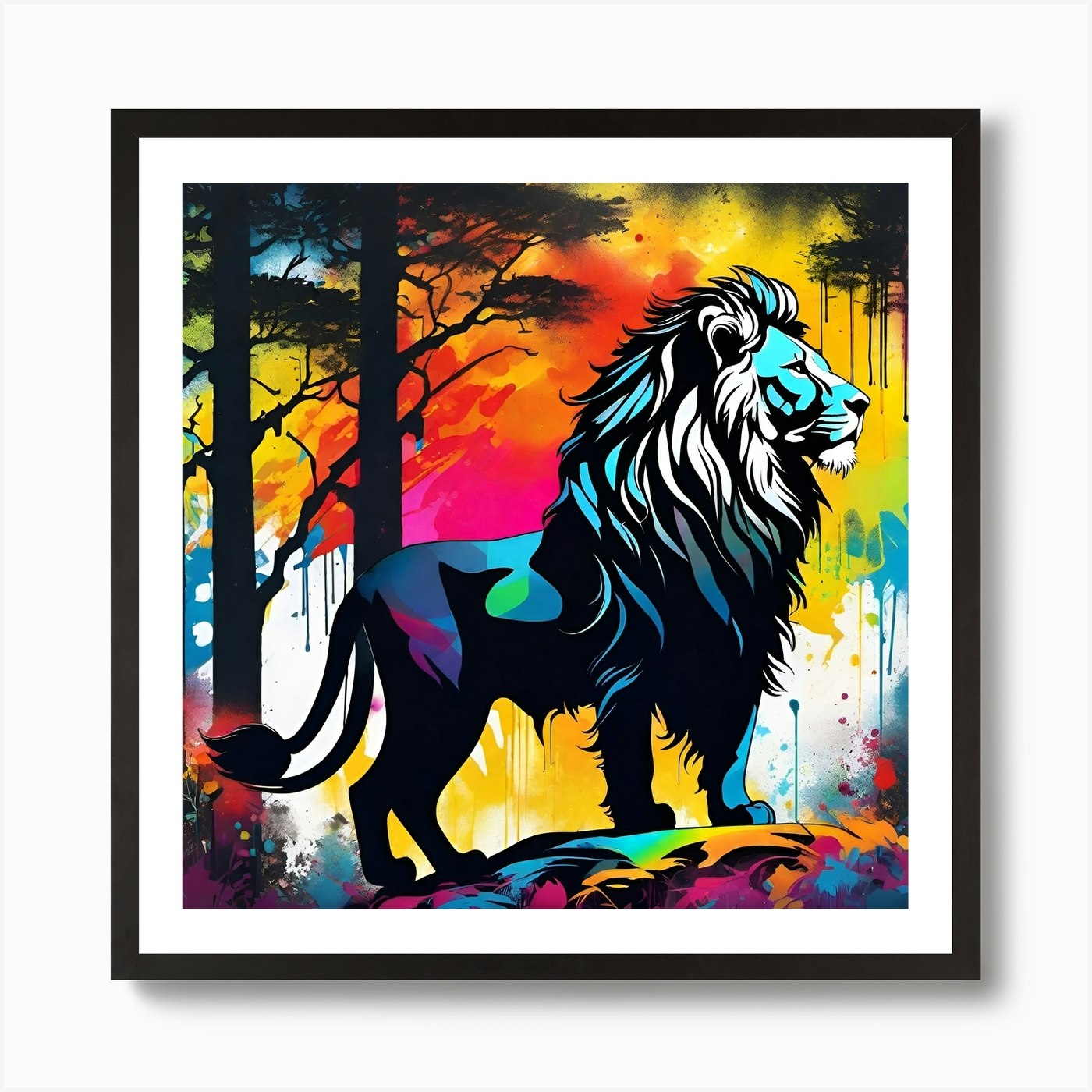 Lion In The Forest 25 Art Print Framed Wall Art Poster Canvas Print Picture