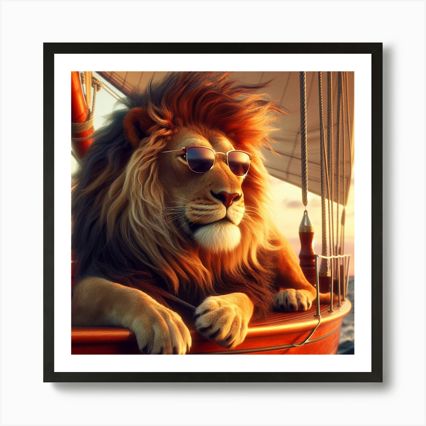 Majestic Lion Art Print Framed Wall Art Poster Canvas Print Picture