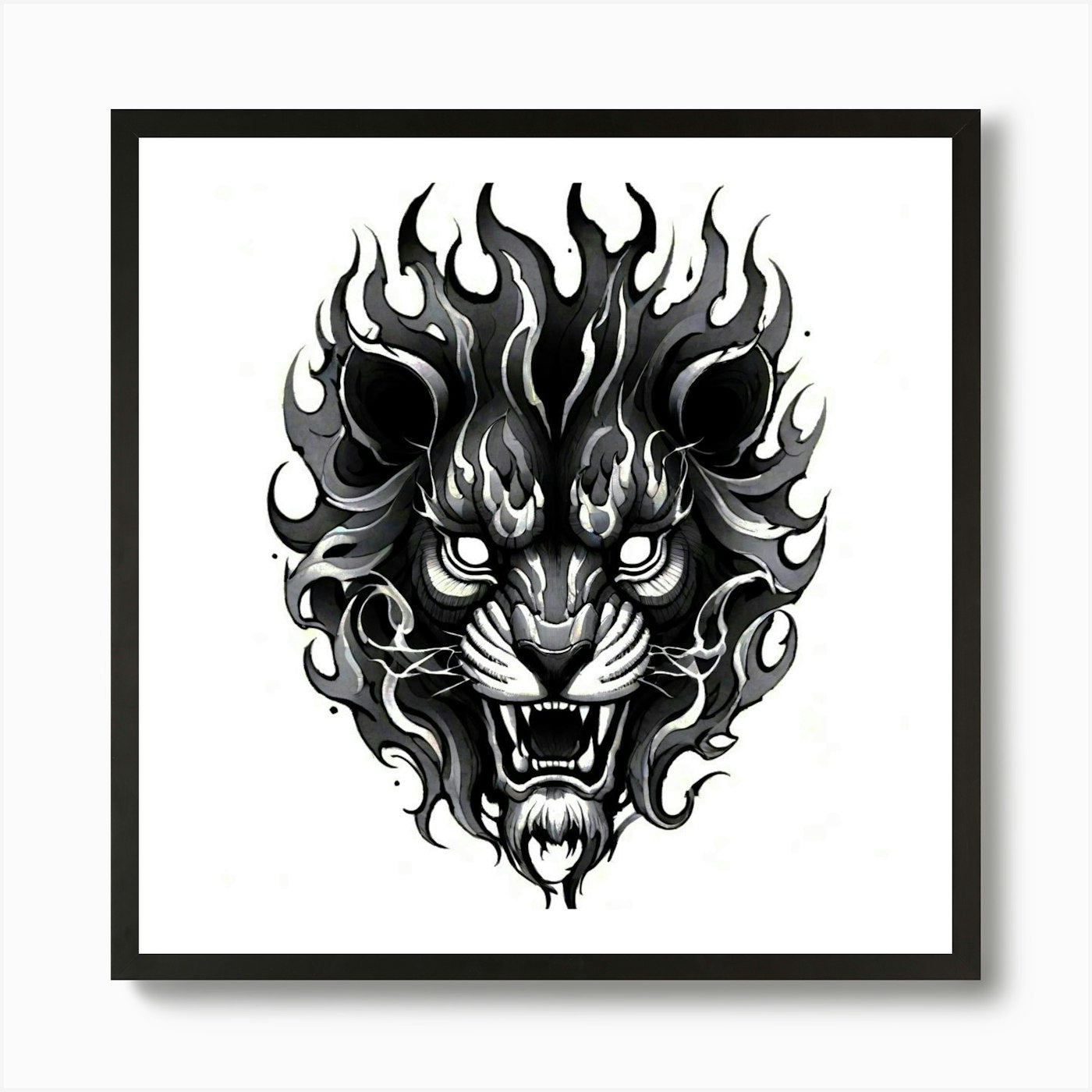 Lion Head Tattoo 10 Art Print Framed Wall Art Poster Canvas Print Picture