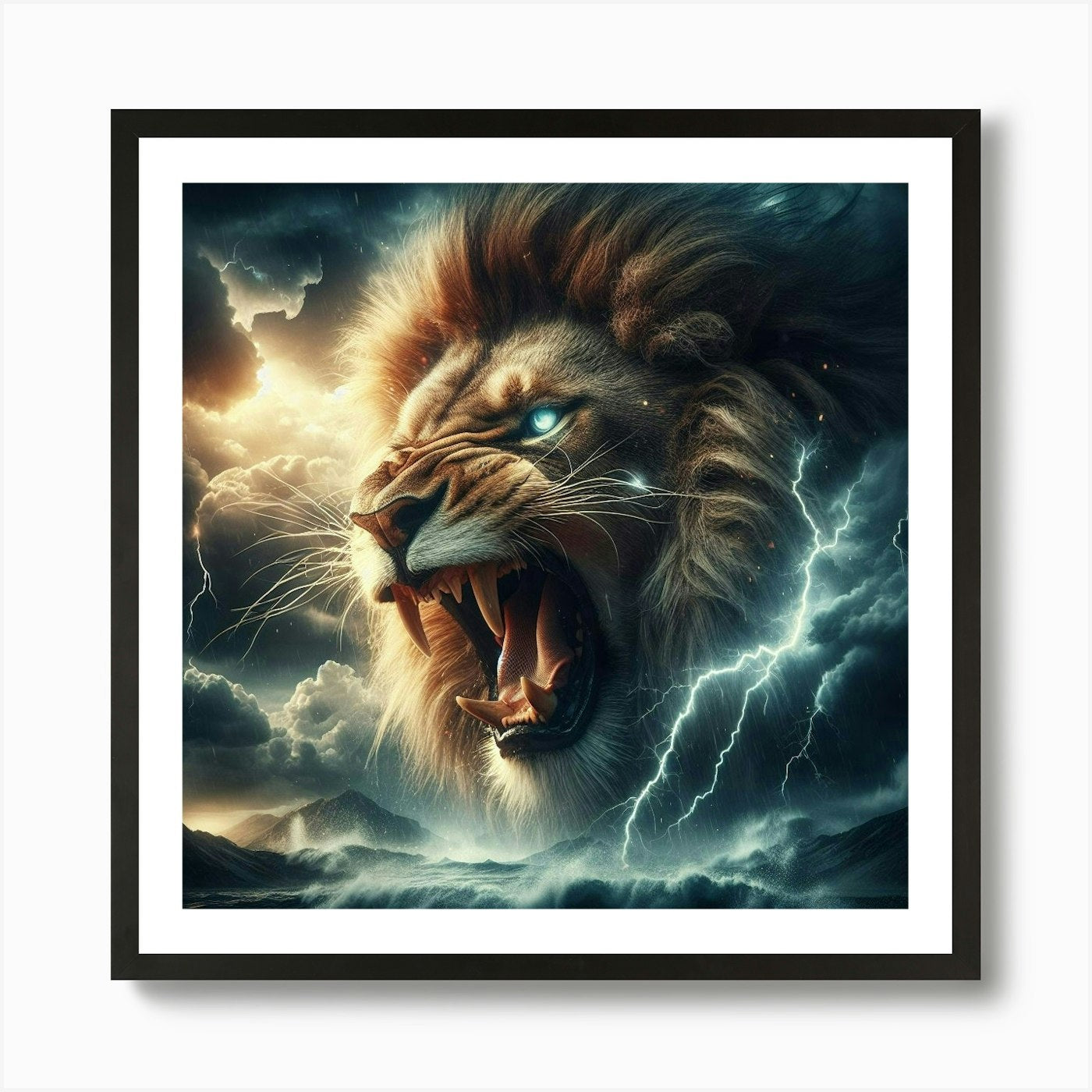 Lion Roaring Art Print Framed Wall Art Poster Canvas Print Picture