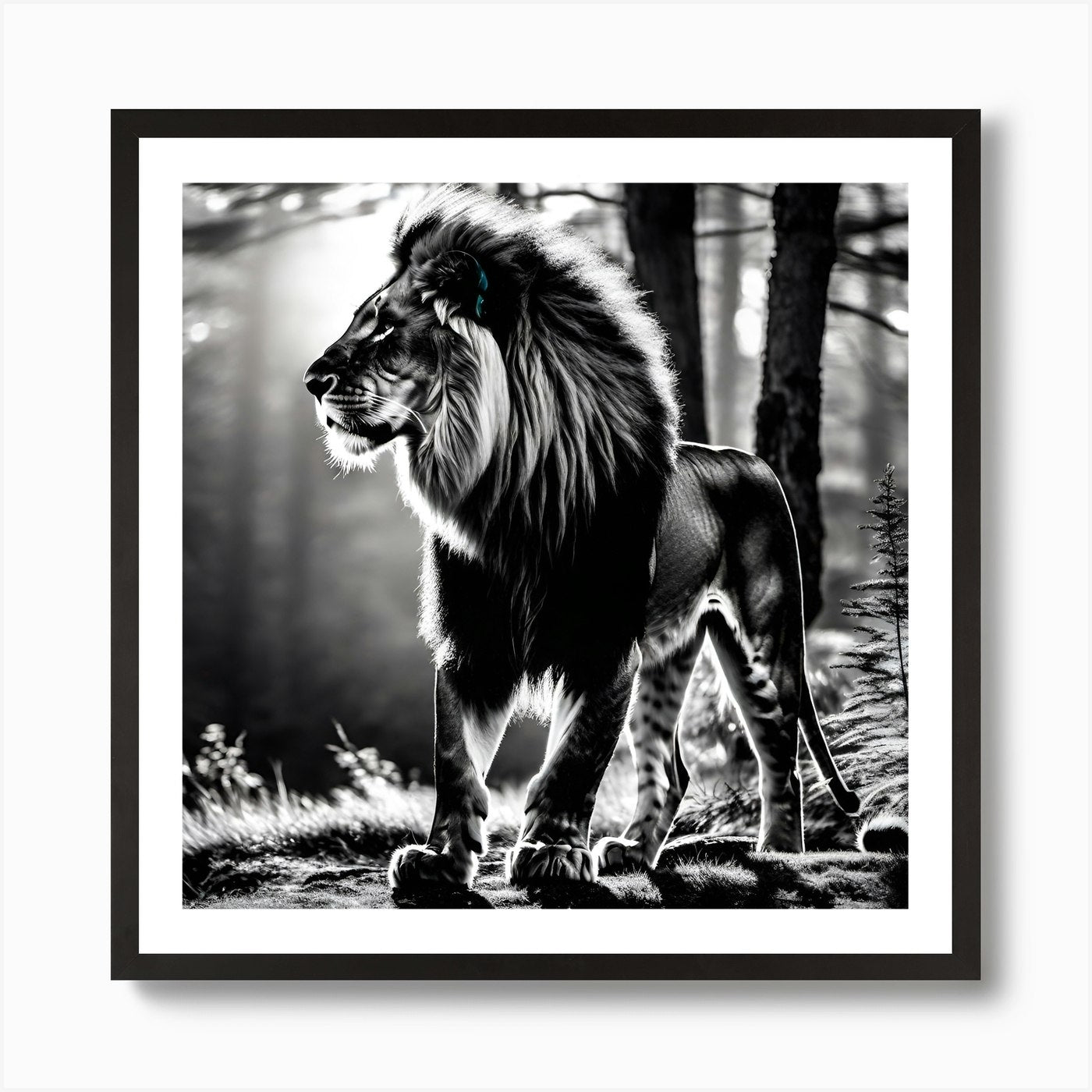 Lion In The Forest 11 Art Print Framed Wall Art Poster Canvas Print Picture