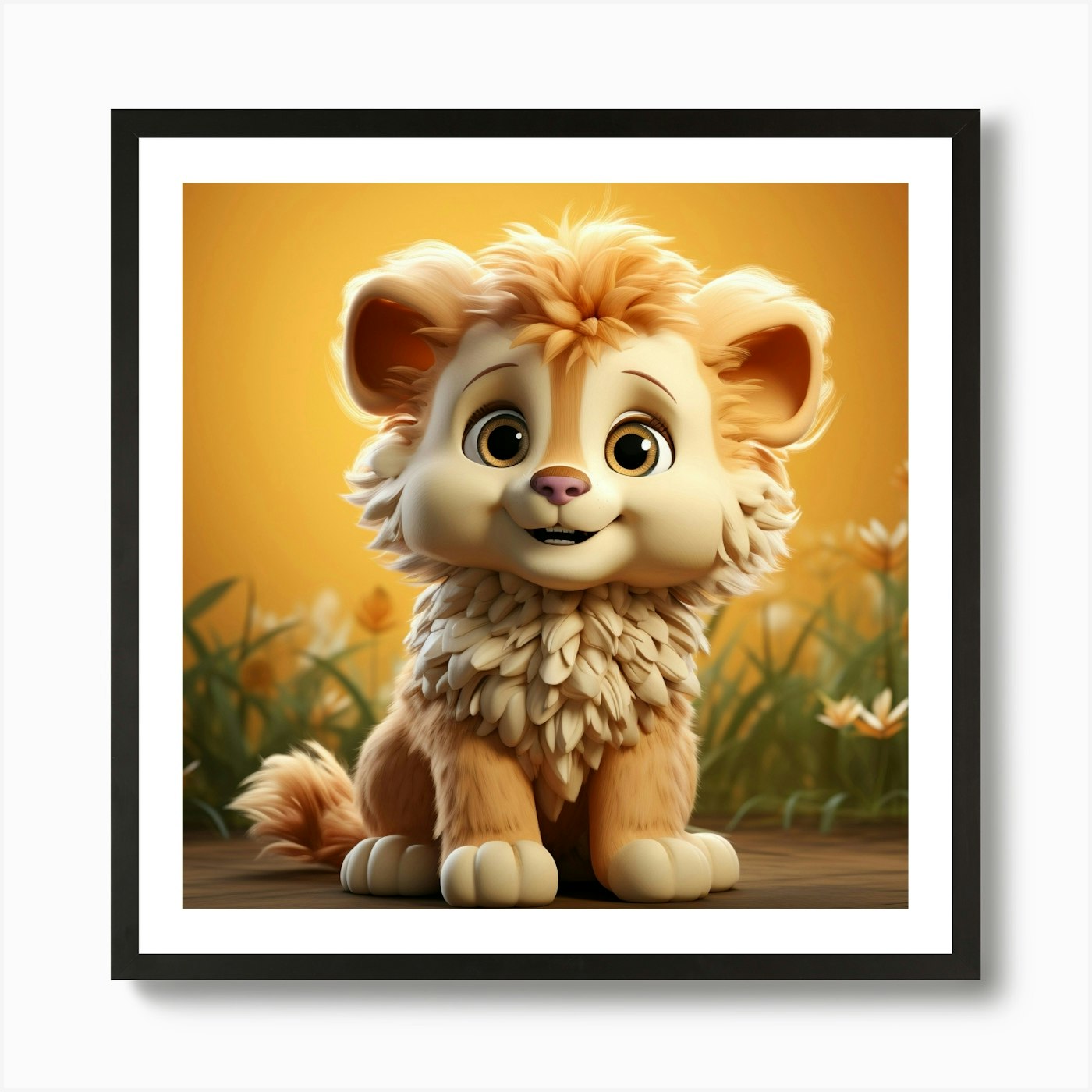 Peach Lion Art Print Framed Wall Art Poster Canvas Print Picture