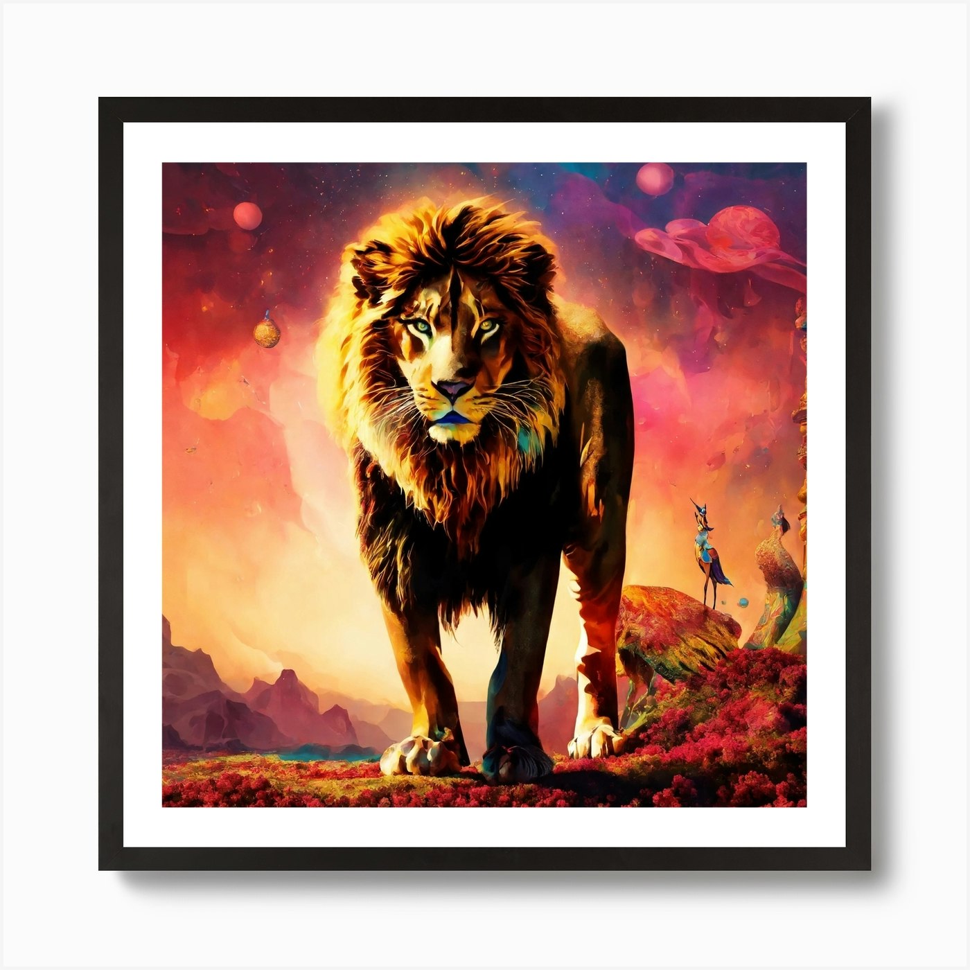 Lion In The Sky Art Print Framed Wall Art Poster Canvas Print Picture