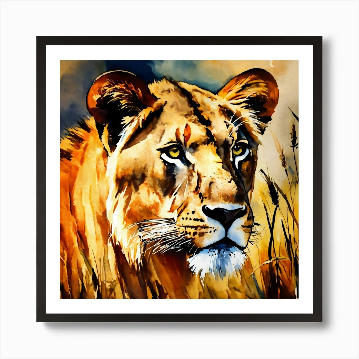 Lion watercolor style Art Print Framed Wall Art Poster Canvas Print Picture