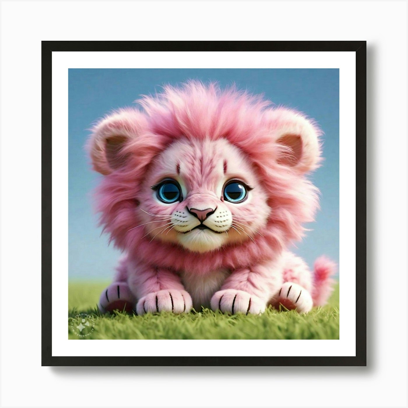 Pink Lion Art Print Framed Wall Art Poster Canvas Print Picture