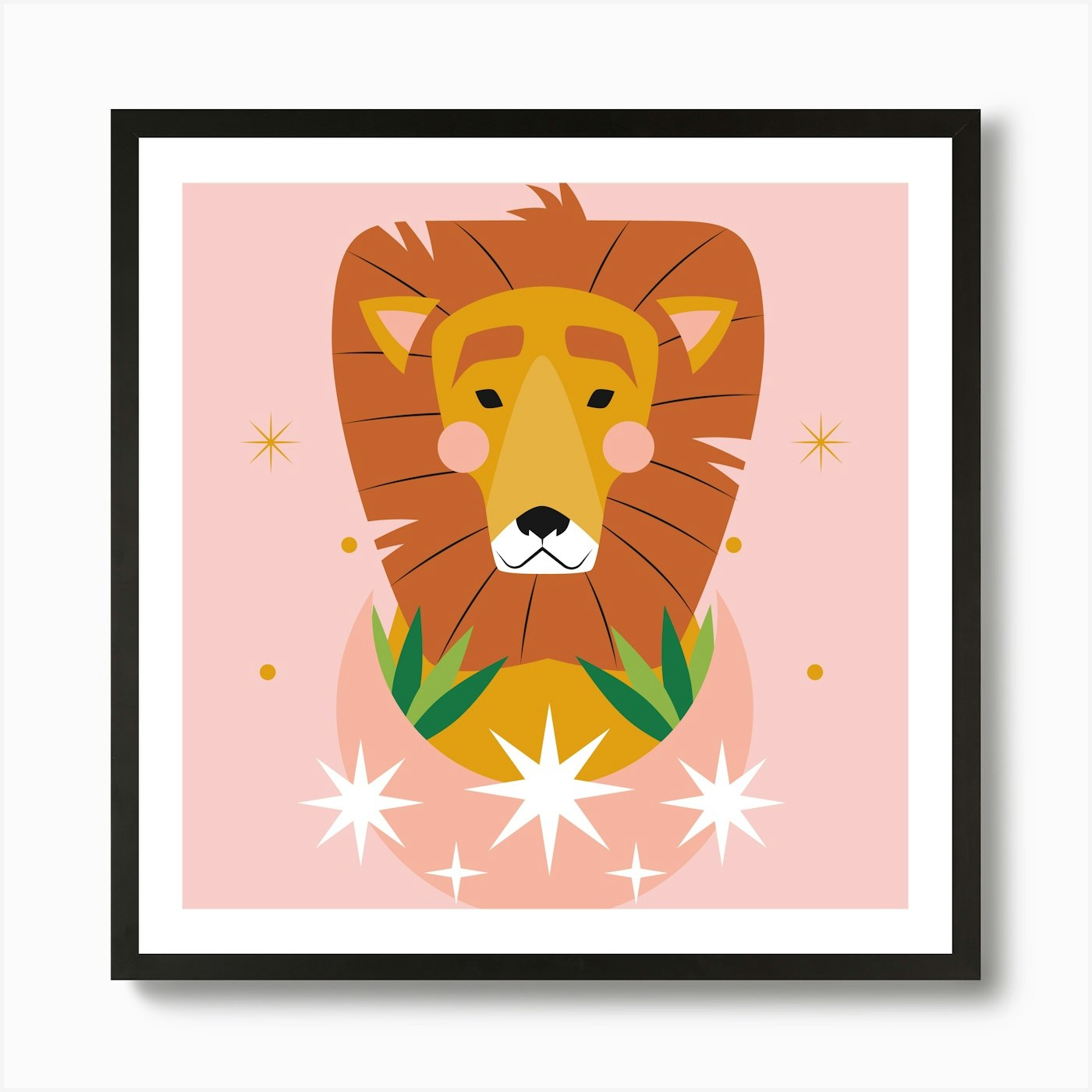 Lion Illustration Art Print Framed Wall Art Poster Canvas Print Picture