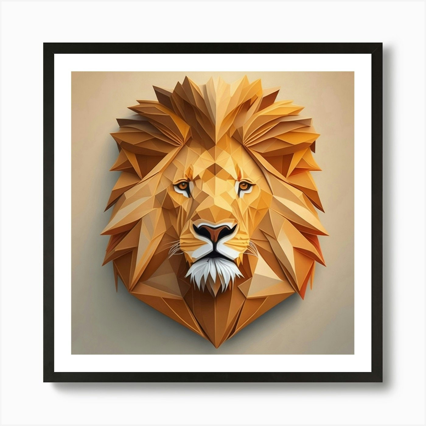 Polygonal Lion Head Art Print Framed Wall Art Poster Canvas Print Picture
