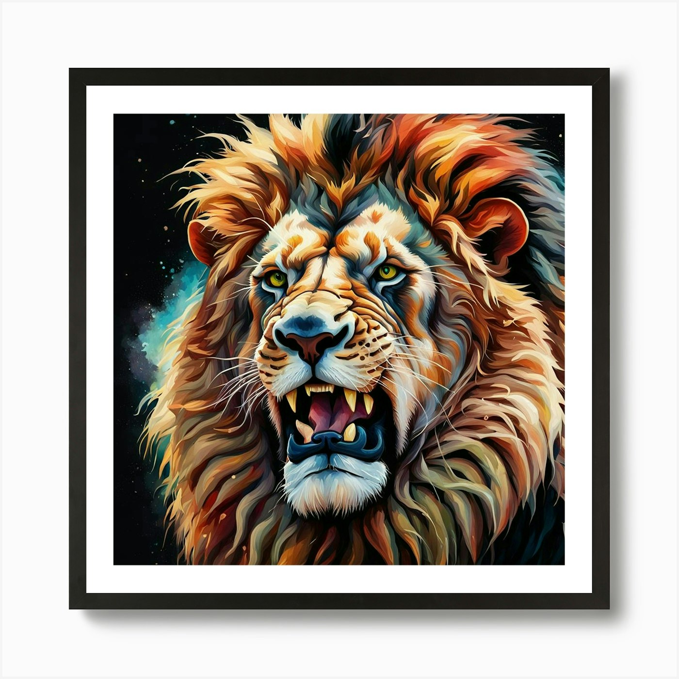 Lion roaring Art Print Framed Wall Art Poster Canvas Print Picture