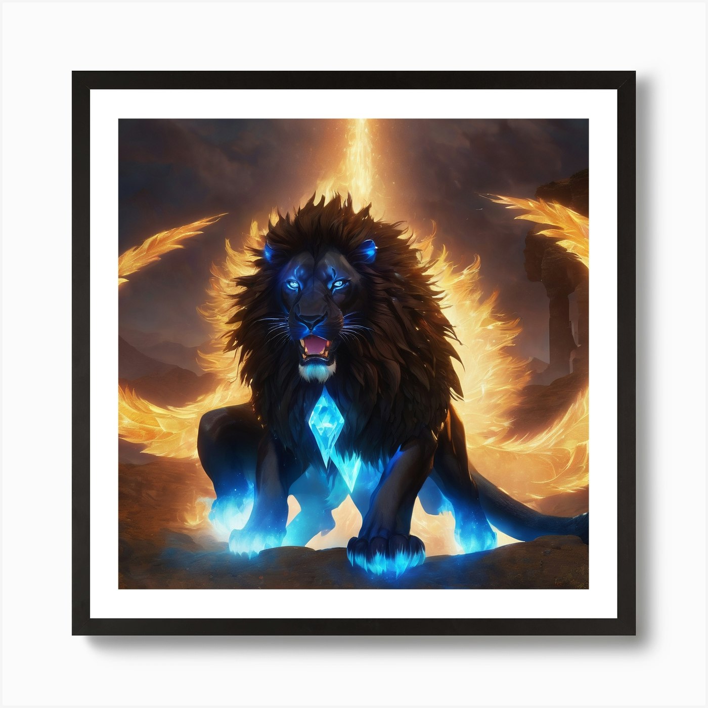 Lion Of The Night Art Print Framed Wall Art Poster Canvas Print Picture