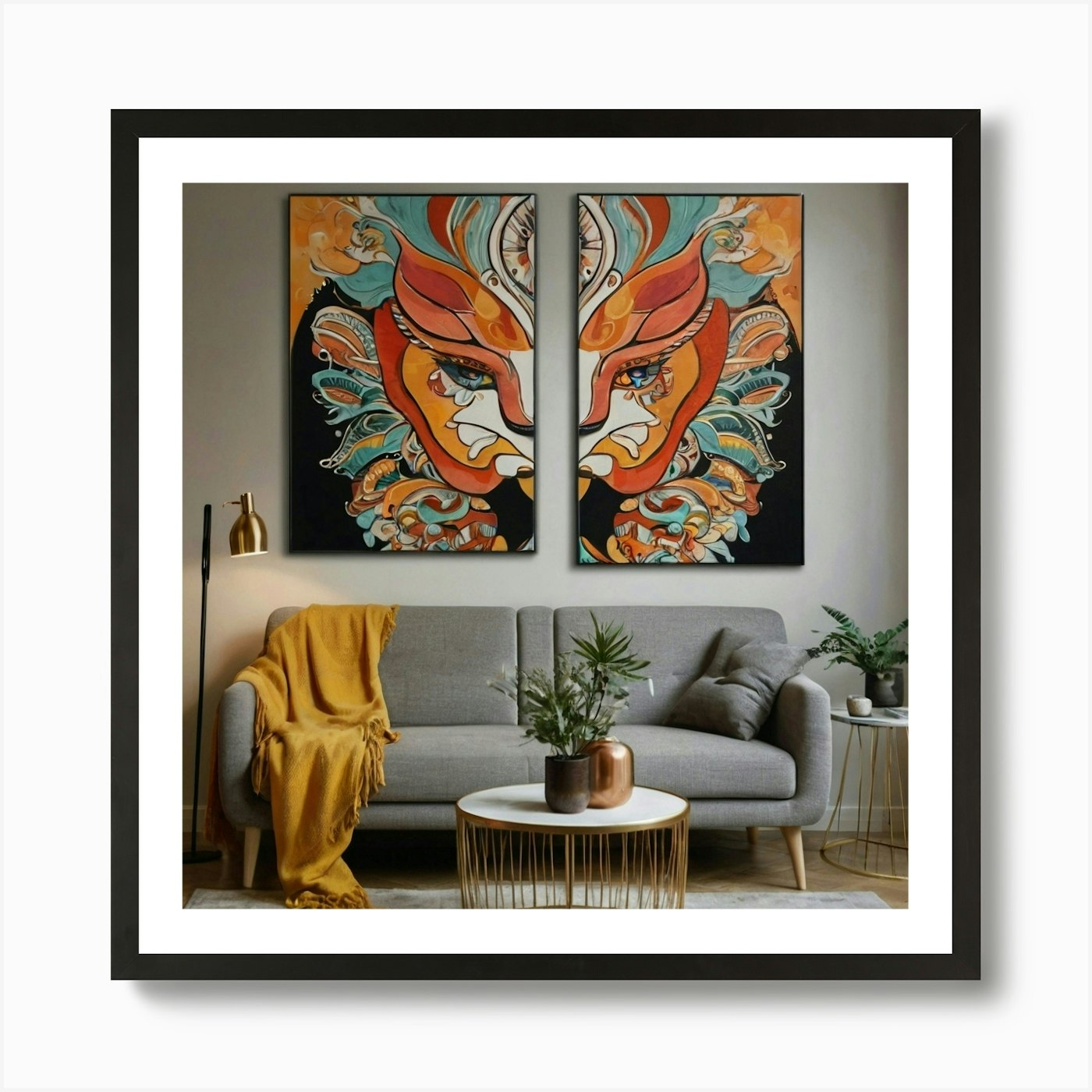 Lion Set Art Print Framed Wall Art Poster Canvas Print Picture