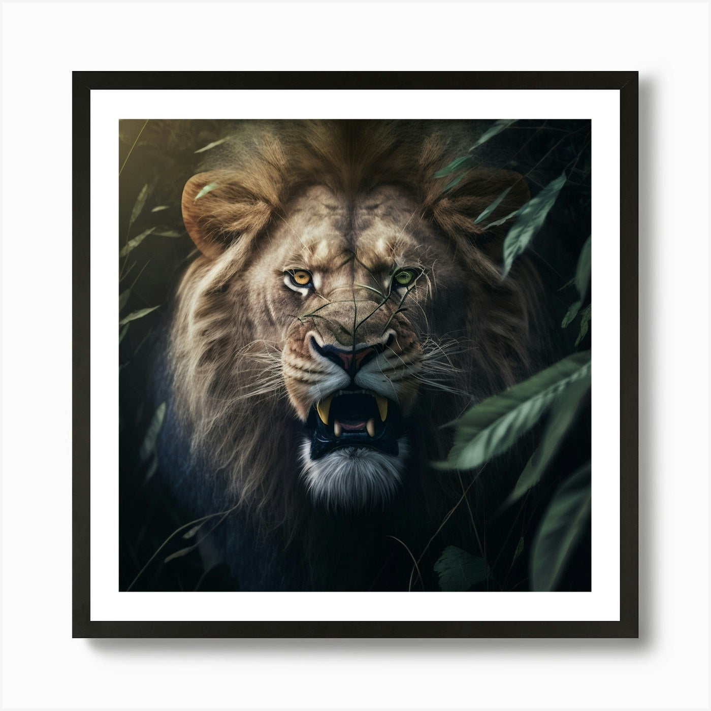 Lion In The Forest 2 Art Print Framed Wall Art Poster Canvas Print Picture