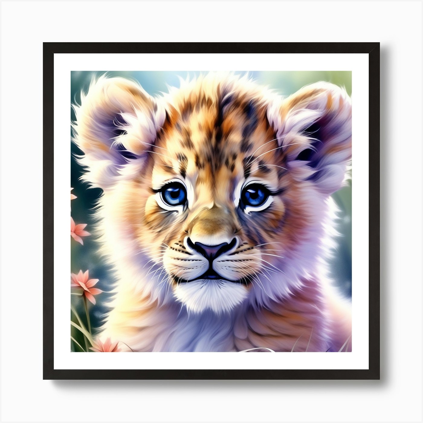 Lion cub, professionally photograph Framed Wall Art Poster Canvas Print Picture